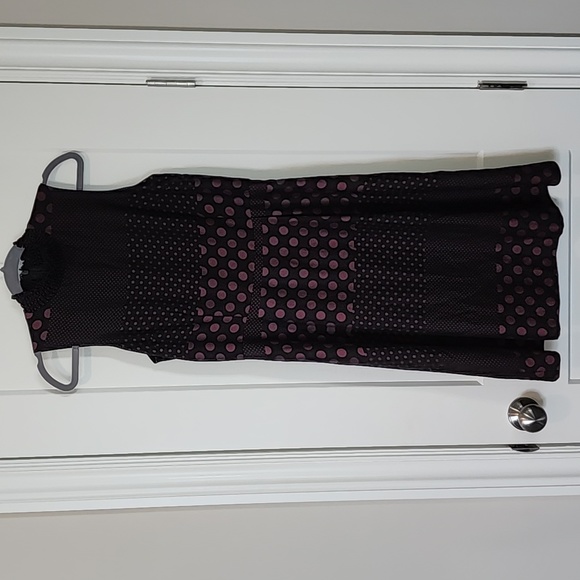 WHO WHAT WEAR polka dot micro dot mock neck midi dress - Picture 1 of 7